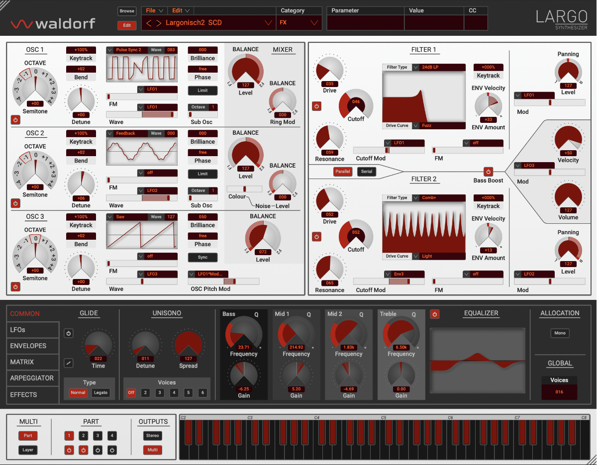 Largo 2 is the software synthesizer with Waldorf DNA. A fully-fledged Waldorf synthesizer for your virtual rack.