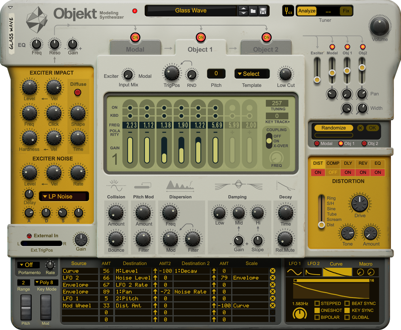 Objekt Physical Modeling Synthesizer